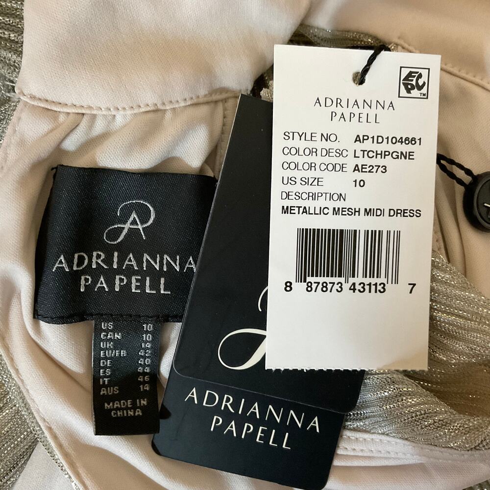 Adrianna Papell Gold Cocktail Dress Metallic Sleeveless A-Line Halter Size 10 - Picture 8 of 10